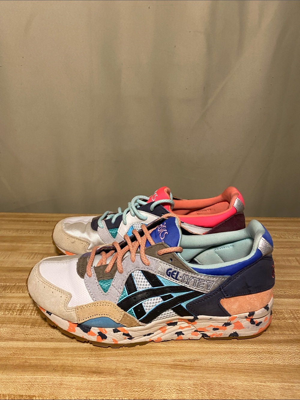 ASICS Gel-Lyte 5 (V) Re-Material Pink Aqua Running Shoes Mens 8.5 - Picture 3 of 7